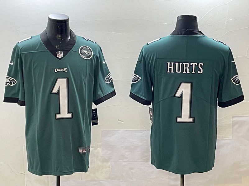 Men Philadelphia Eagles #1 Hurts Green 2025 Nike Vapor Limited NFL Jersey style 3